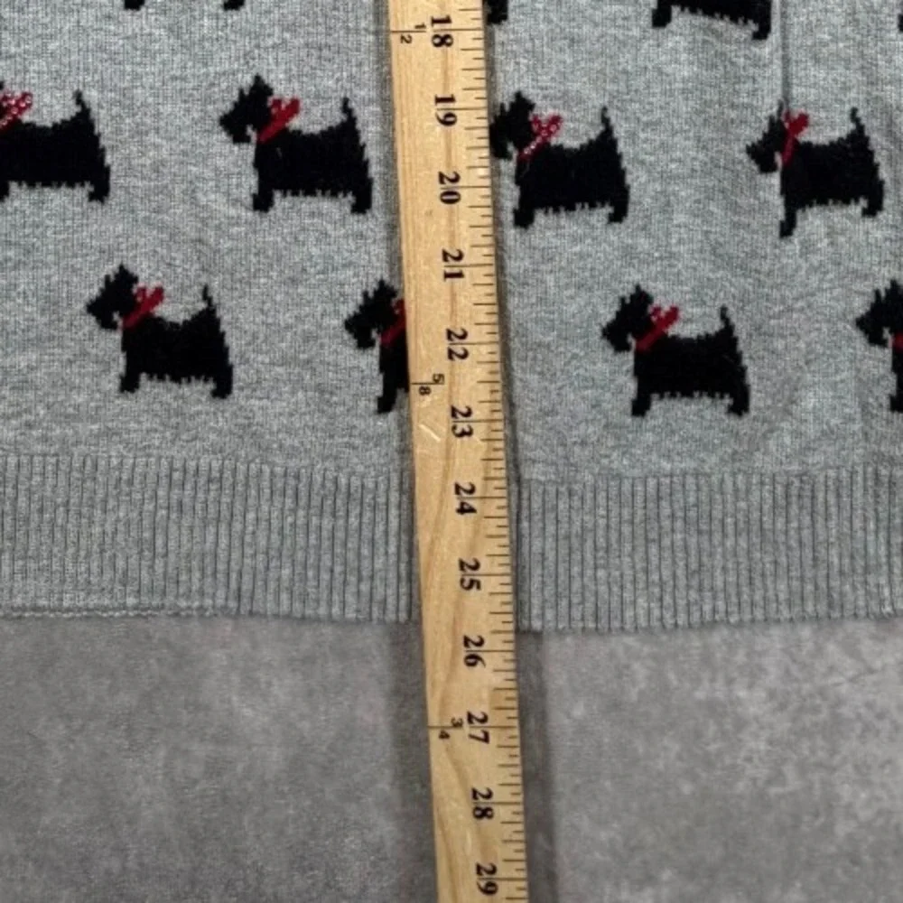 Charter Club Womens Large Sweater Gray Scottie Dog Scottish Terrier Christmas - Picture 6 of 9